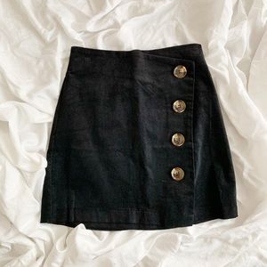 Black Mini Skirt with Buttons NWT
